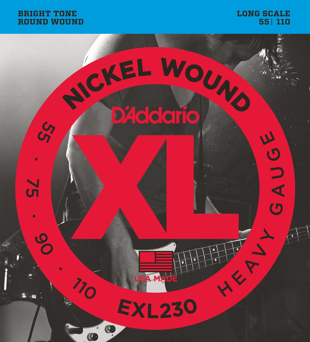 D'Addario XL Bass Guitar String Set, Nickel, EXL230 Heavy .055-.110 - A Strings