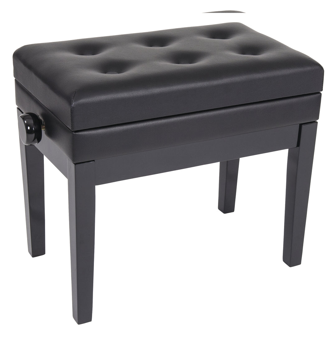 Kinsman Deluxe Adjustable Piano Bench with Storage - Satin Black