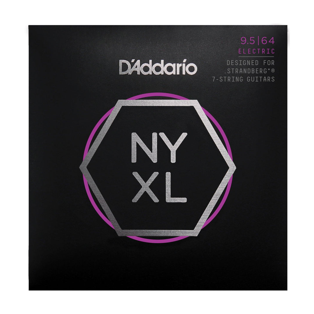 D'Addario NYXL Electric String Set, 7-String for Strandberg Guitars, Custom Light, .0095-.064, - A Strings