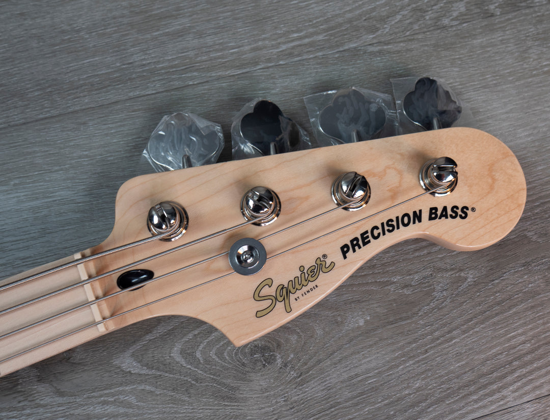 Bajo Squier FSR Affinity Series Precision Bass PJ, diapasón de arce, golpeador blanco, verde surf