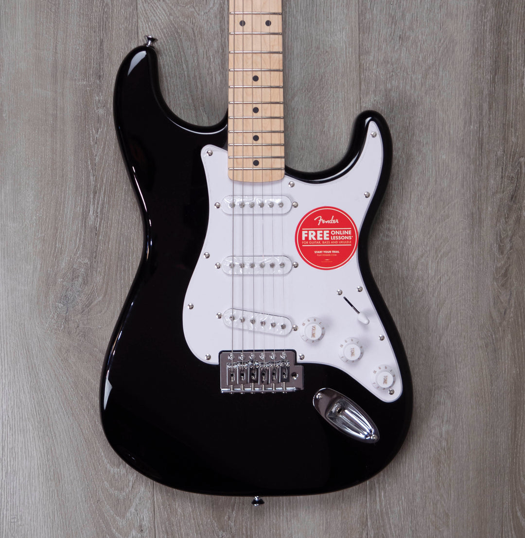 Squier Sonic Stratocaster, Maple Fingerboard, White Pickguard, Black