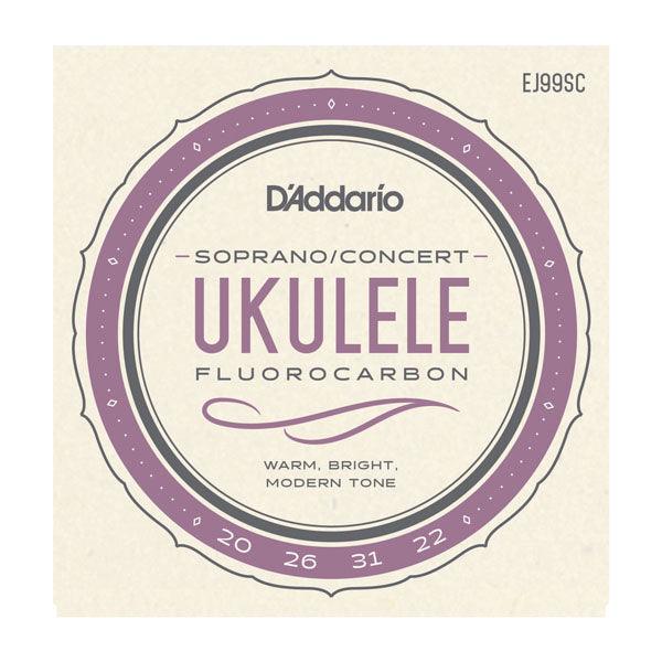 D'Addario Fluorocarbon Ukulele String Set, EJ99SC Soprano/Concert - A Strings