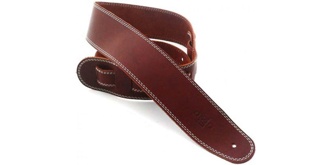 DSL Leather Strap, Burgundy with White Stitching - A Strings