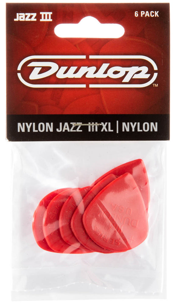 Jim Dunlop Jazz III XL Picks, Red Nylon, Players Pack 6