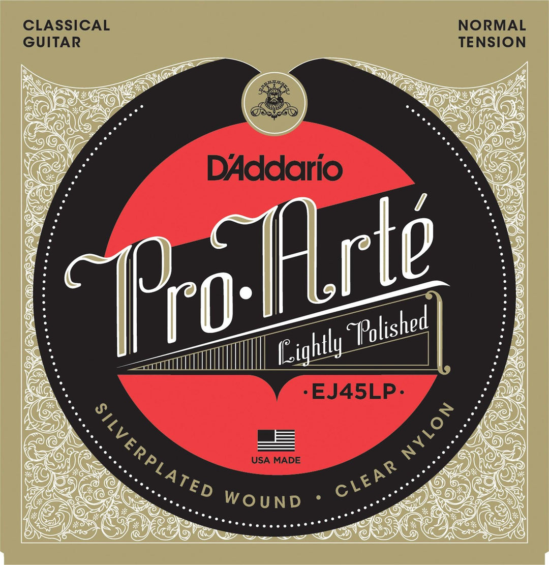 D'Addario ProArte Lightly Polished Classical Guitar String Set, Nylon, EJ45LP Normal Tension - A Strings