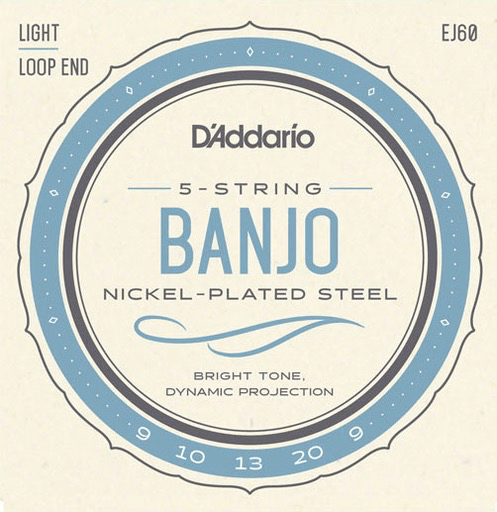 D'Addario 5-String Banjo String Set, Nickel, EJ60 Light .009-.020 - A Strings