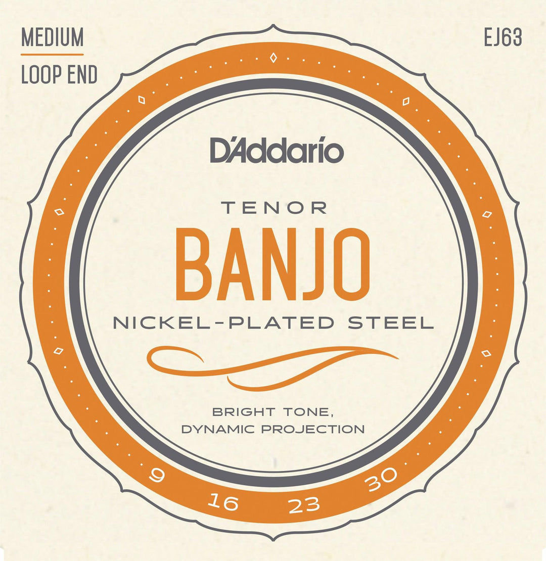 D'Addario Tenor Banjo String Set, Nickel, EJ63 .009-.030 - A Strings