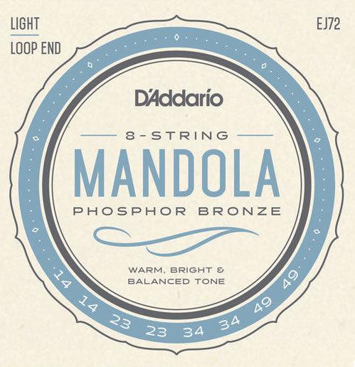 D'Addario Mandola String Set, Phosphor Bronze, EJ72 Light .014-.049 - A Strings