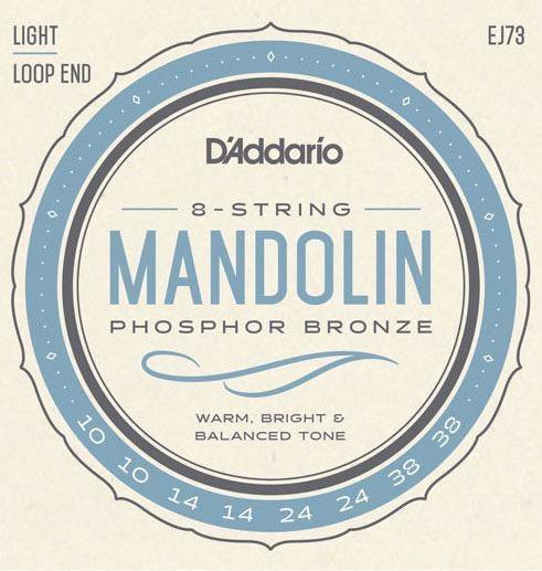 D'Addario Mandolin String Set, Phosphor Bronze, EJ73 Light .010-.038 - A Strings