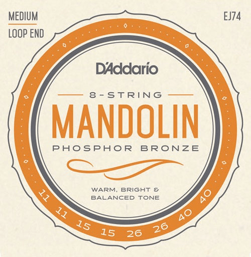 D'Addario Mandolin String Set, Phosphor Bronze, EJ74 Medium .011-.040 - A Strings