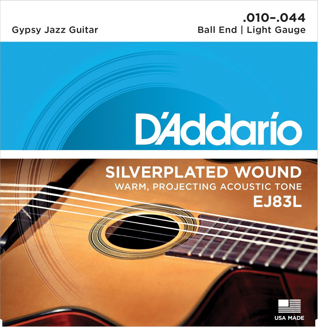 D'Addario Gypsy Jazz Acoustic String Set, Ball End, EJ83L Light .010-.044 - A Strings