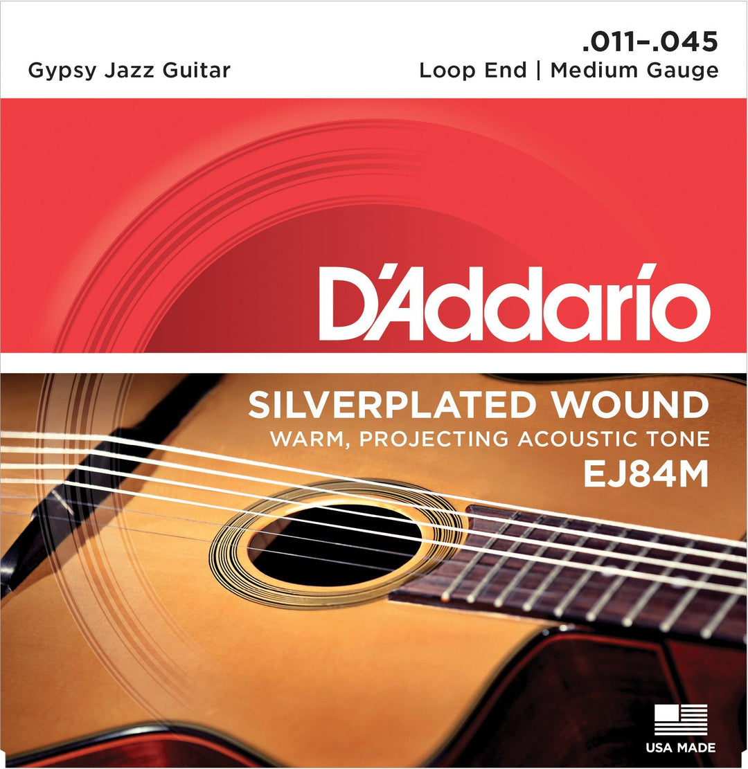 D'Addario Gypsy Jazz Acoustic String Set, Loop End, EJ84M Medium .011-.045 - A Strings