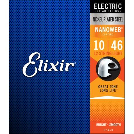 Elixir Nanoweb Coated 12-String Guitar String Set, Nickel, .010-.046 - A Strings