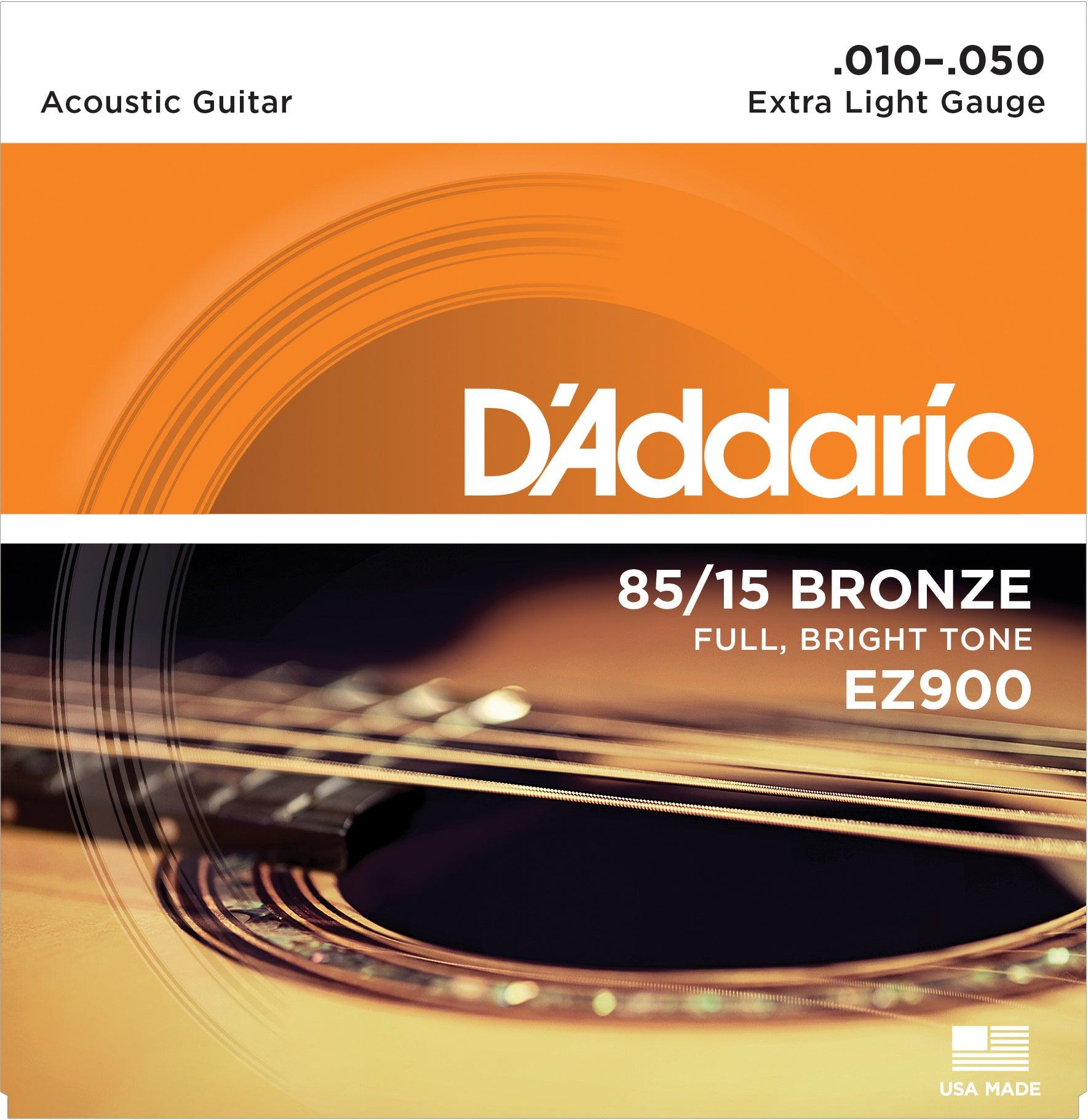 D Addario American Bronze Acoustic String Set 85 15 Bronze EZ900 Extra Light .010 .050