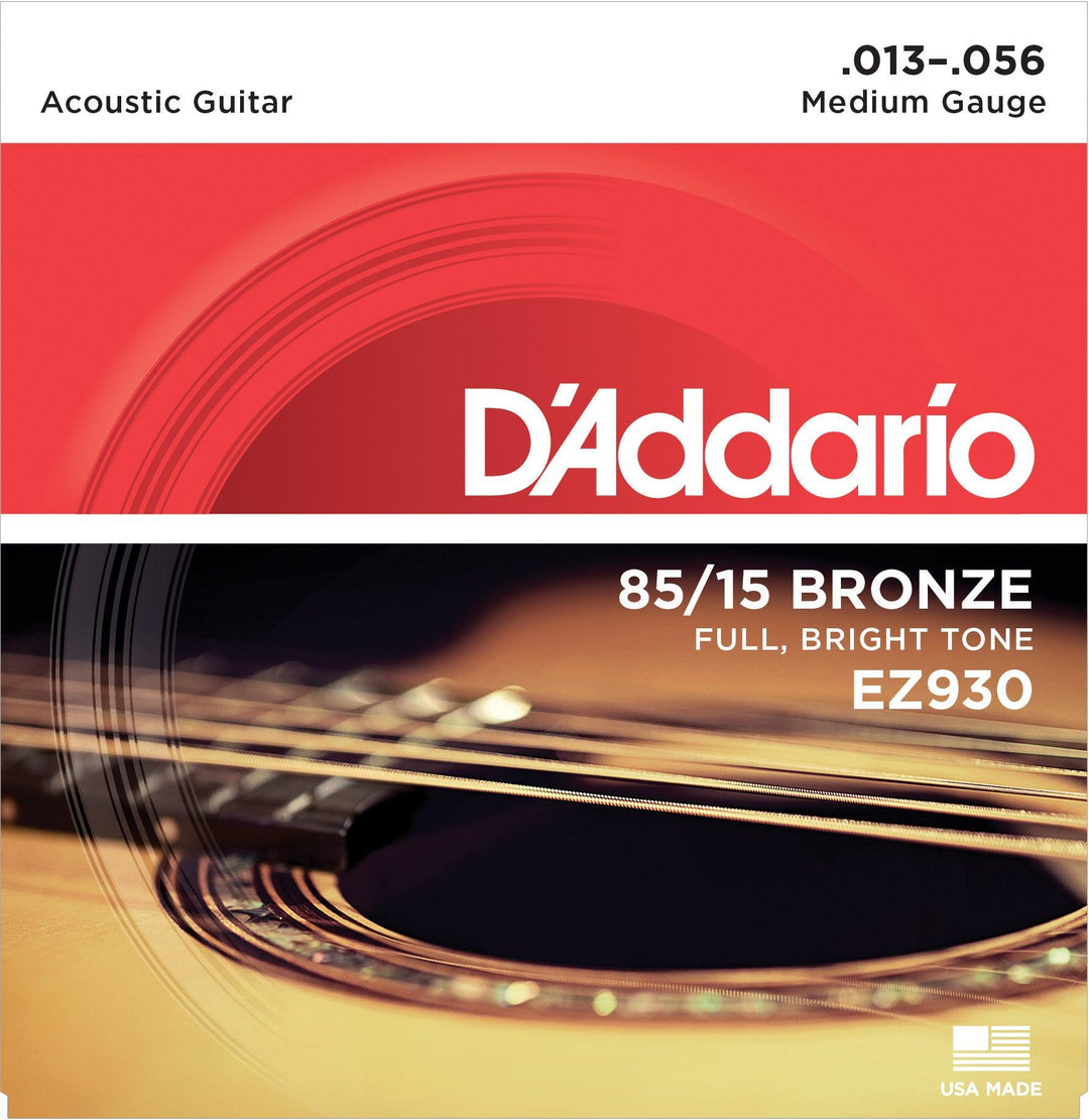 D'Addario American Bronze Acoustic String Set, 85/15 Bronze, EZ930 Medium .013-.056 - A Strings