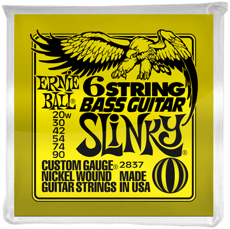 Ernie Ball 6-String Bass Guitar String Set, .020-.090, Short Scale for Fender VI Style Basses - A Strings