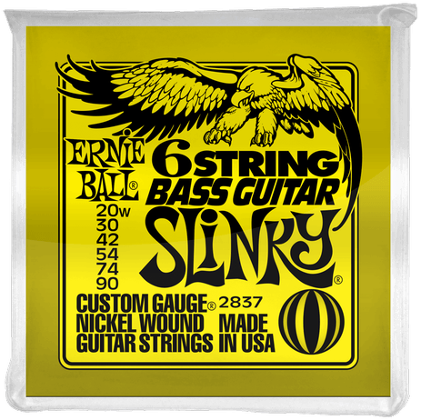 Ernie Ball 6 String Bass Guitar String Set .020 .090 Short Scale for Fender VI Style Basses