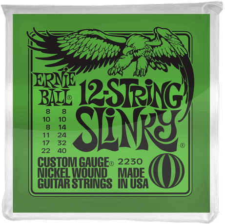 Ernie Ball 12-String Slinky Guitar String Set, Nickel, .008-.040 - A Strings