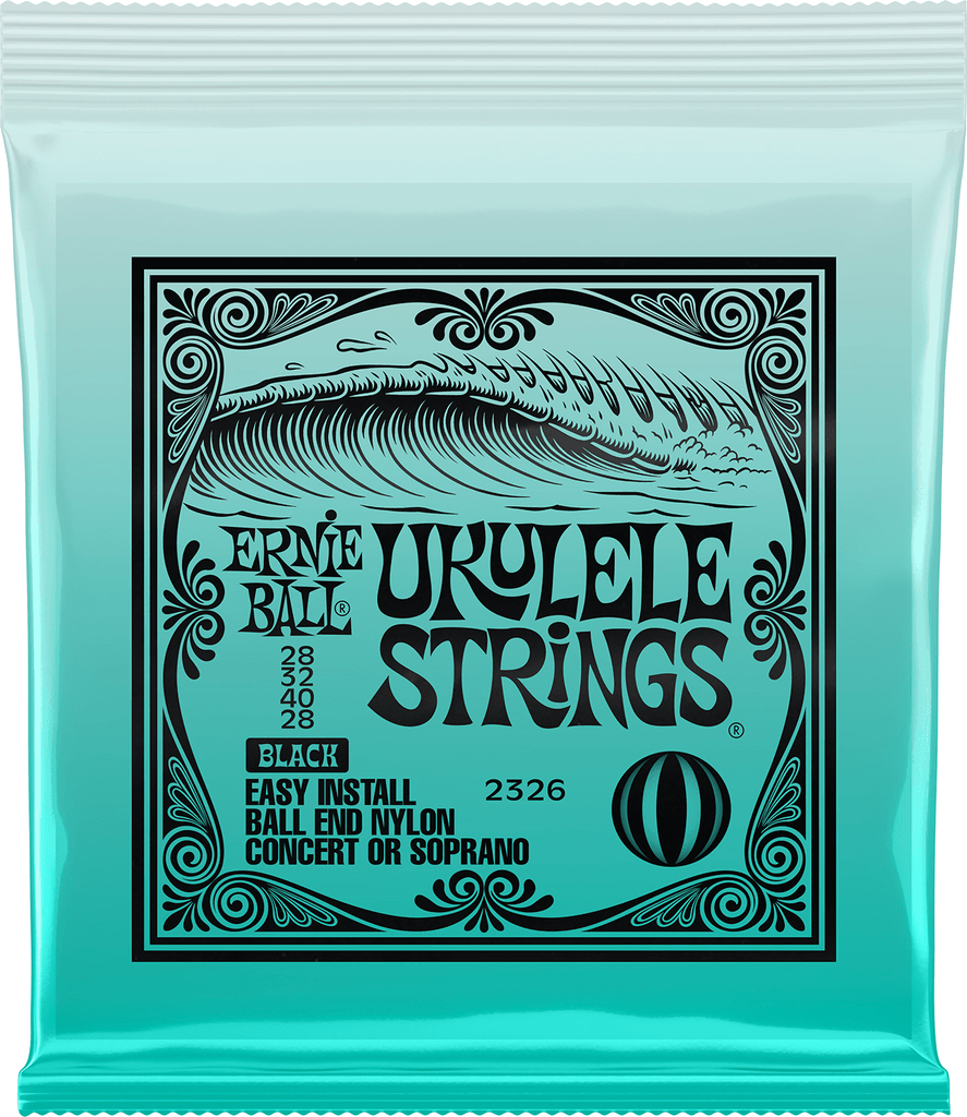 Ernie Ball Ukulele String Set, Ball End, Concert/Soprano, Black - A Strings