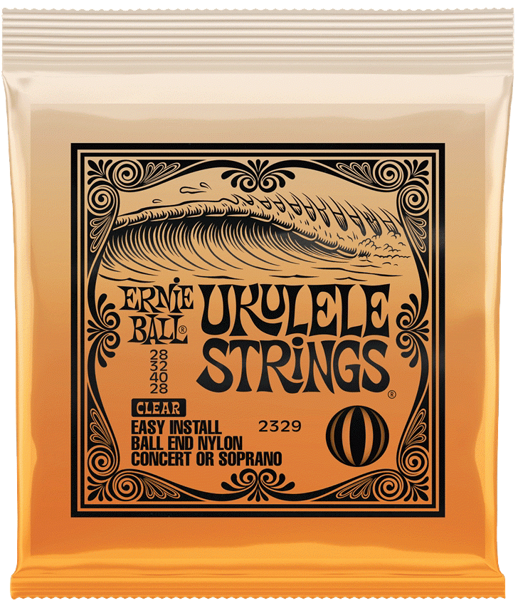 Ernie Ball Ukulele String Set, Ball End, Concert/Soprano, Clear - A Strings