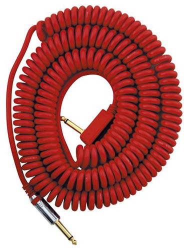 Cable de guitarra Vox, 30 pies (9 m), en espiral, color rojo