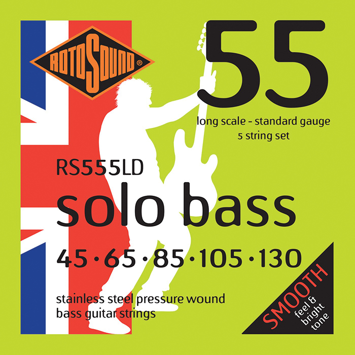 Rotosound Solo Bass 55 Pressurewound 5-String Set, .045-.130