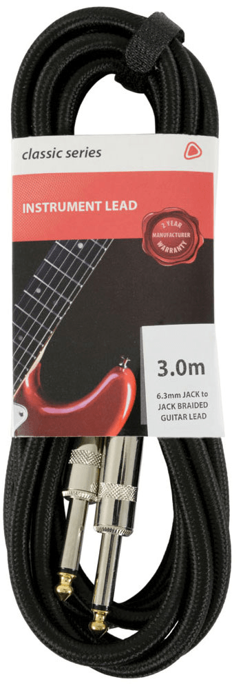 Chord Braided Tweed Guitar Cable, 3m Black - A Strings