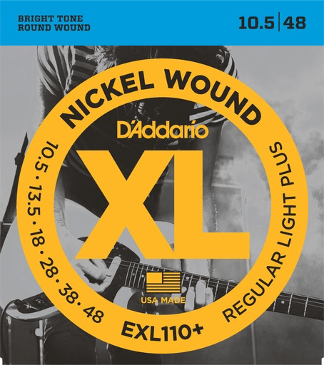 D'Addario XL Electric Guitar String Set, Nickel, EXL110+ Regular Light Plus .0105-.048 - A Strings