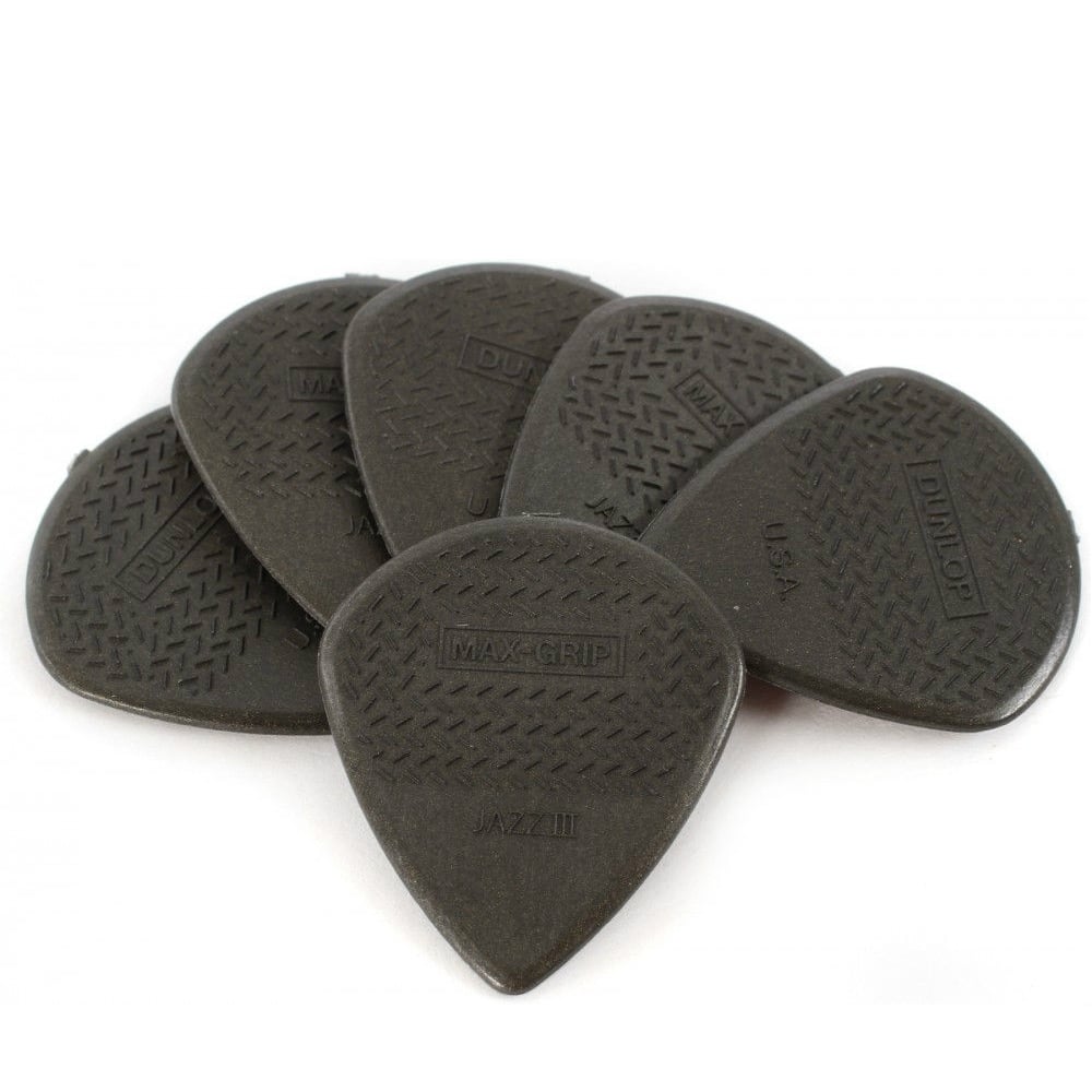 Jim Dunlop Jazz III Max Grip Picks, Carbon, Players Pack 6