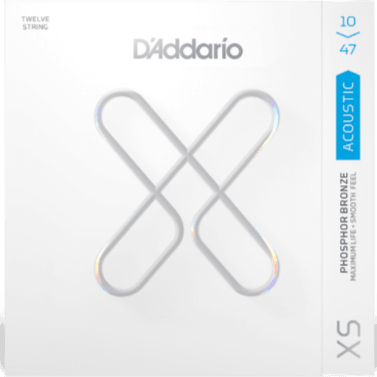 D'Addario XS Coated 12-String Acoustic String Set, Phosphor Bronze, .010-.047 - A Strings