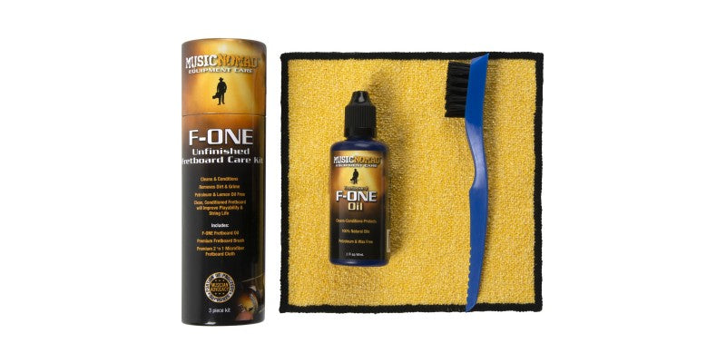 MusicNomad F-ONE Unfinished Fretboard Care Kit - Oil, Cloth, Brush