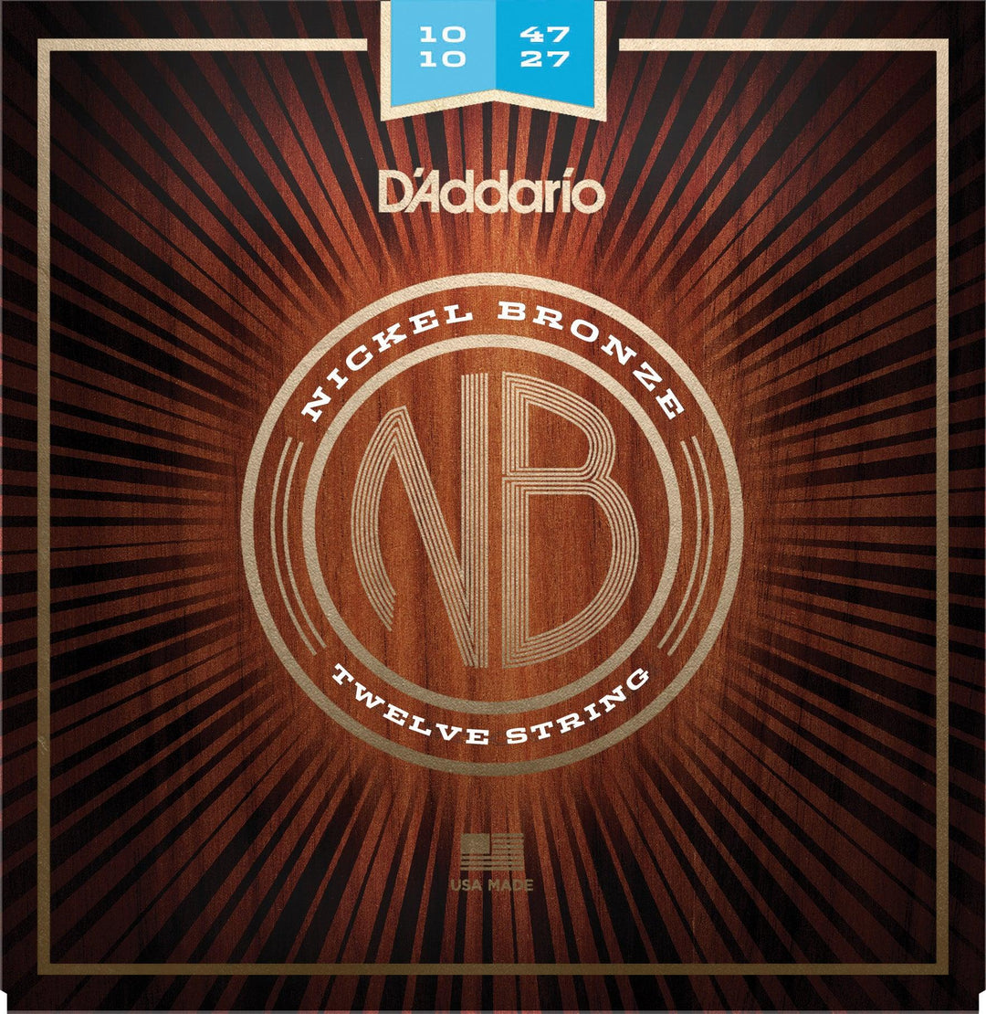 D'Addario Nickel Bronze Acoustic String Set, .010-.047, 12-String Set - A Strings