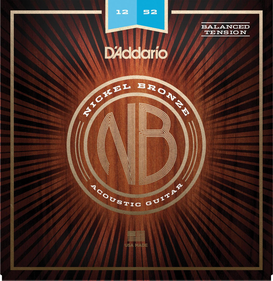 D'Addario Nickel Bronze Acoustic String Set, .012-.052, Balanced Tension - A Strings