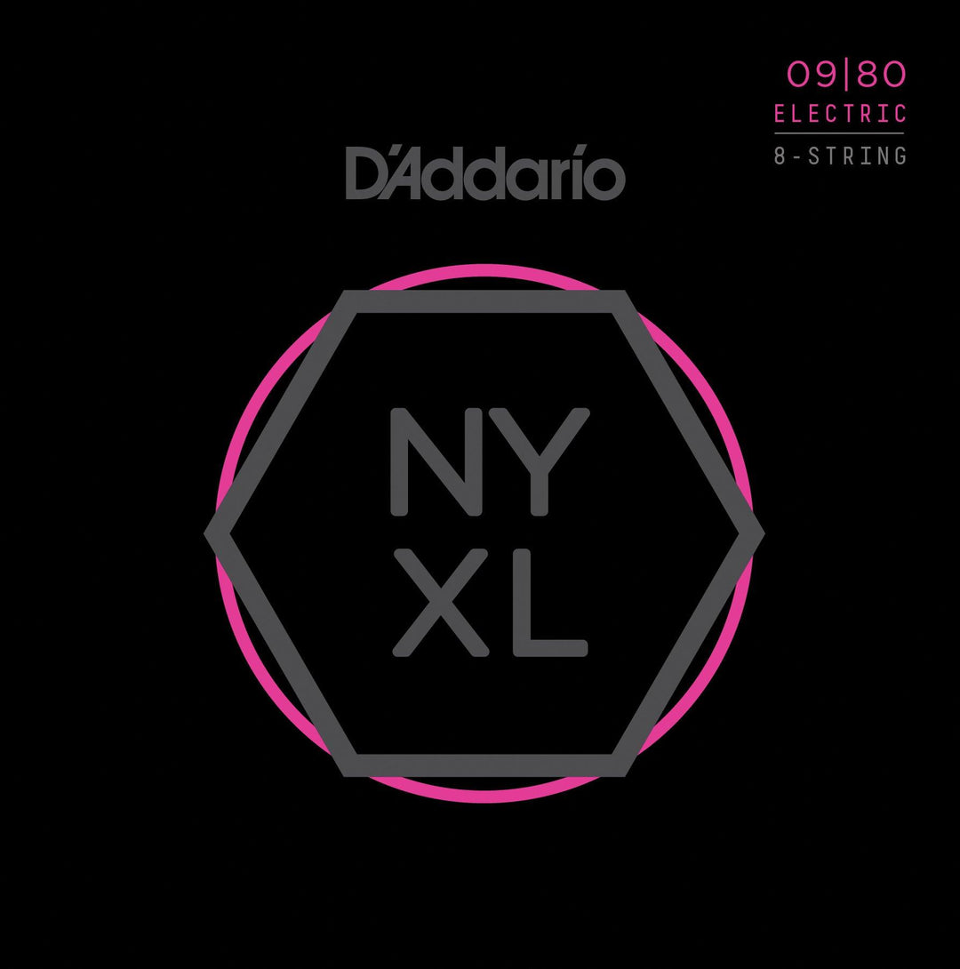 D'Addario NYXL 8-String Electric String Set, Nickel, Super Light .009-.080 - A Strings