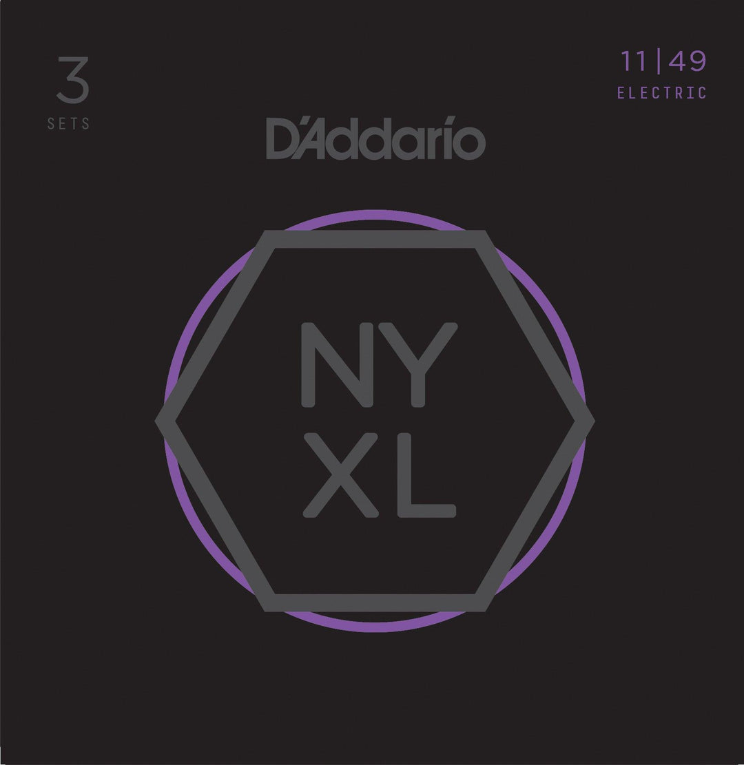 D'Addario 3-Pack NYXL Electric String Sets, Nickel, Medium .011-.049 - A Strings