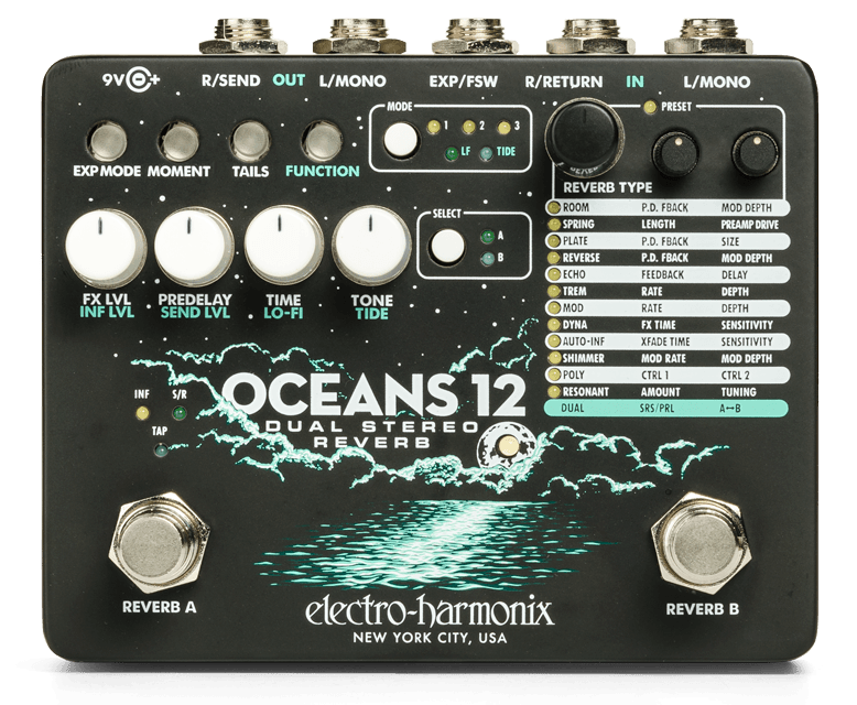 Electro Harmonix Oceans 12 Stereo Reverb Pedal - A Strings