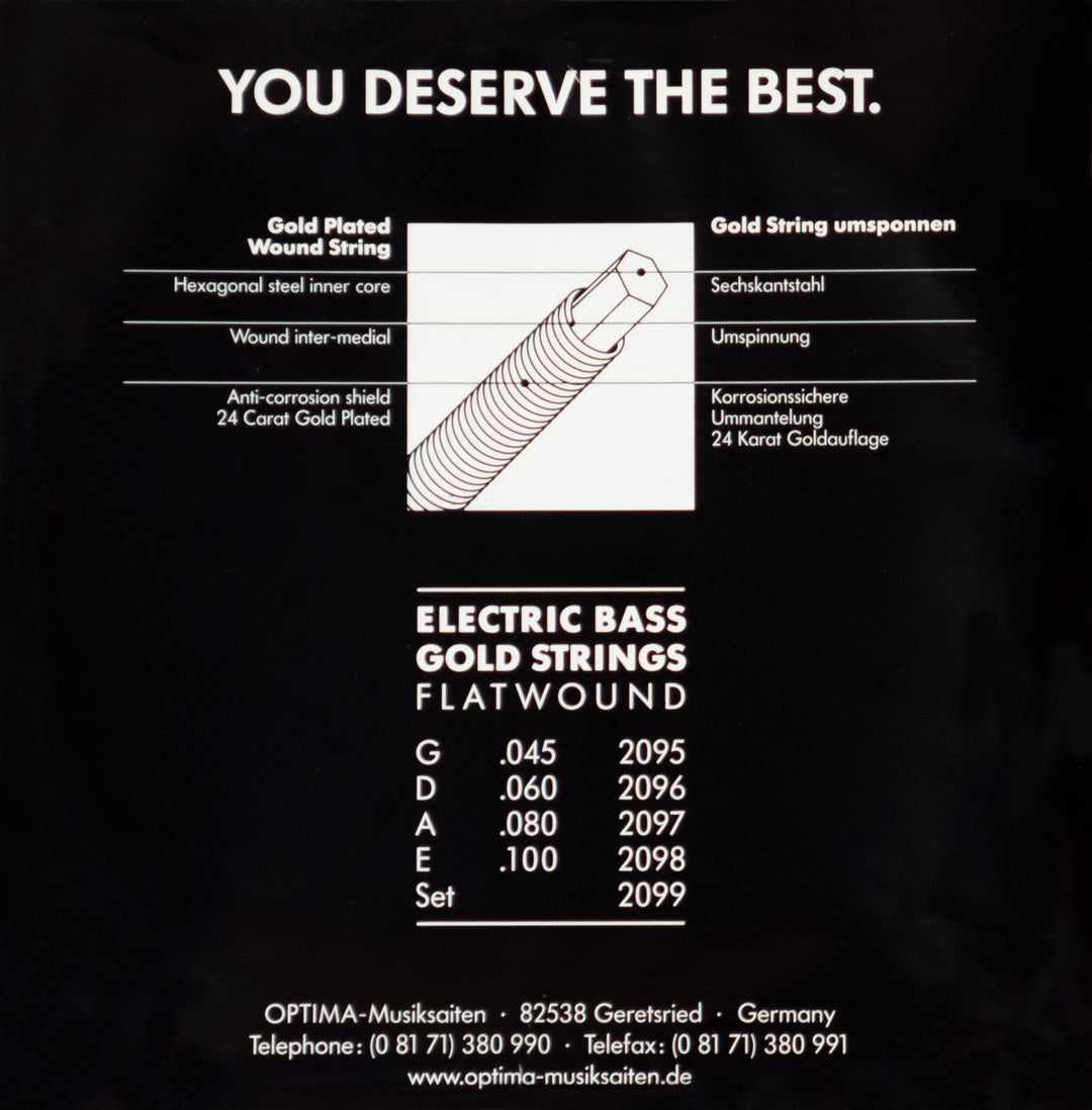 Optima Bow String Optima Gold Bass Flatwound String Set, Super Long Scale .045-.100 – A ...