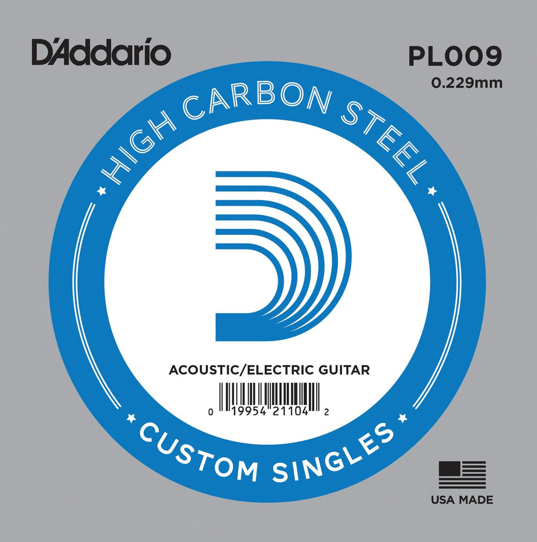 D'Addario Single String, Plain Steel, .009 - A Strings