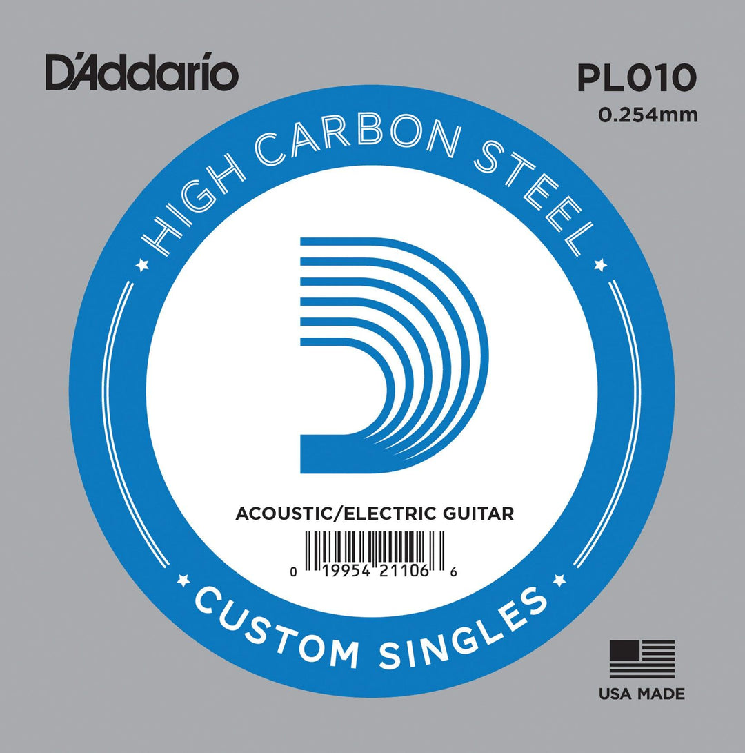 D'Addario Single String, Plain Steel, .010 - A Strings