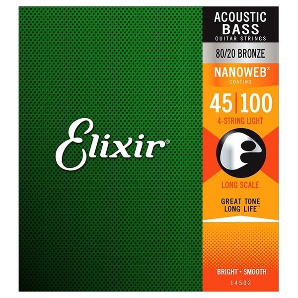 Elixir Nanoweb Coated Acoustic Bass String Set, 80/20 Bronze, .045-.100 - A Strings