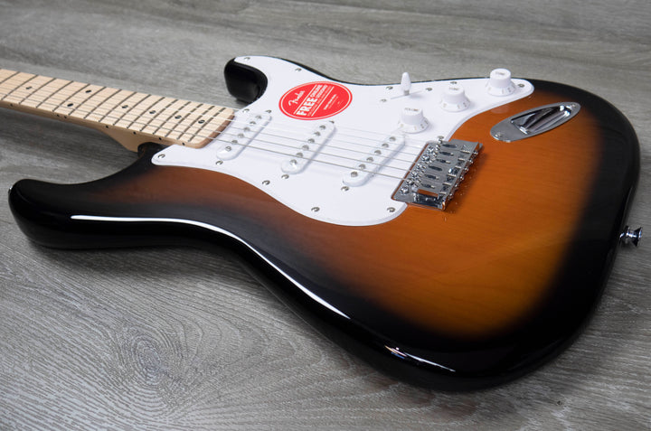 Squier Sonic Stratocaster, Maple Fingerboard, White Pickguard, 2-Colour Sunburst