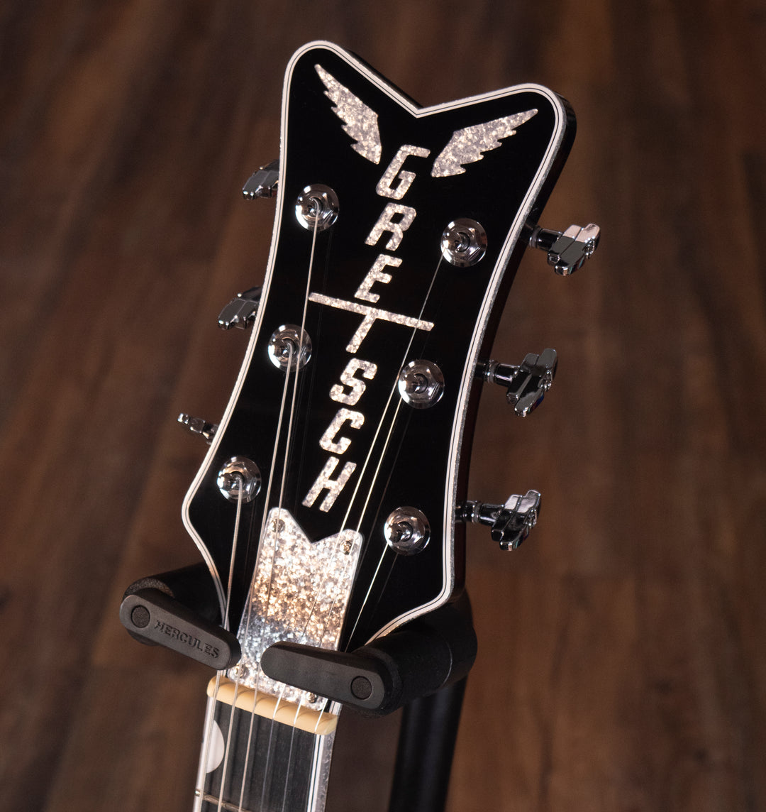 Grestch G6636TSL Players Edition Silver Falcon Center Block Double-Cut con Bigsby con paso de cuerdas, pastillas Filter'Tron, color negro