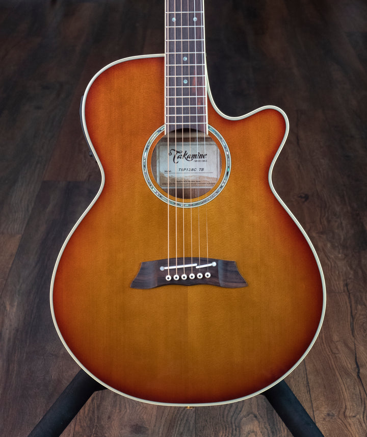 Takamine TSP138CTBS Thinline FX, Solid Spruce Top, Sapele Back, Tea Burst