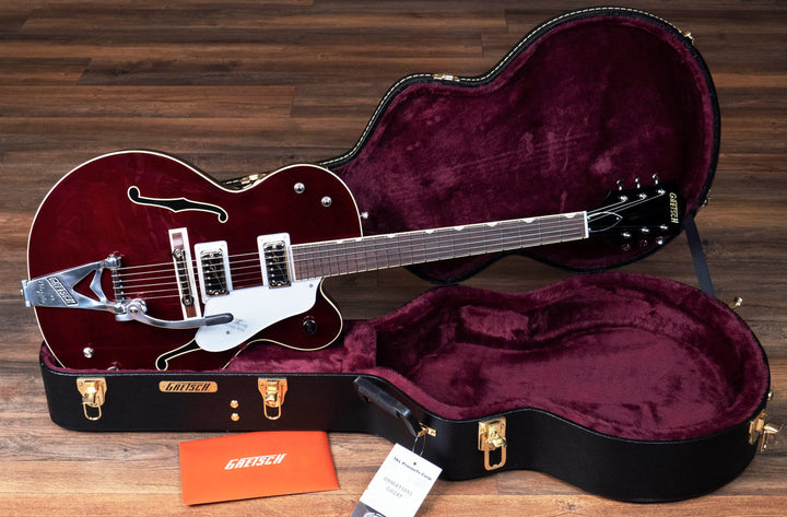 Gretsch G6119T-62 Vintage Select Edition '62 Tennessee Rose Hollow Body with Bigsby, TV Jones, Dark Cherry Stain