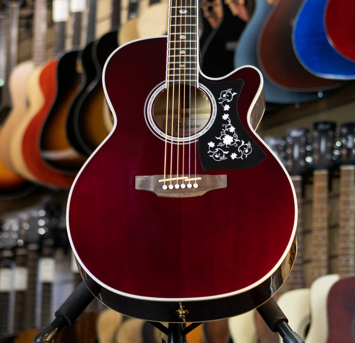 Takamine GN75CE-WR NEX, Solid Spruce Top, Quilted Maple Back w/ TK-40D Pickup, Wine Red