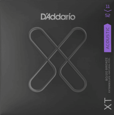 D'Addario XT Coated Acoustic String Set, 80/20 Bronze, Custom Light .011-.052 - A Strings