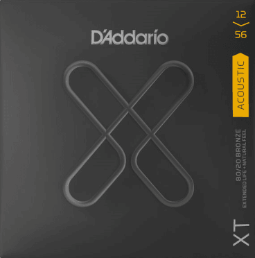D'Addario XT Coated Acoustic String Set, 80/20 Bronze, Bluegrass Light Top/Medium Bottom .012-.056 - A Strings